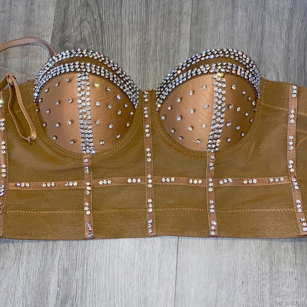 Brown corset, diamond studded